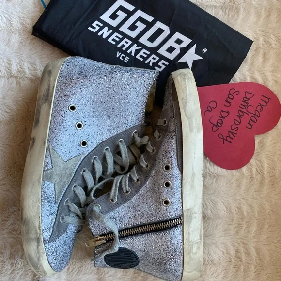 GOLDEN GOOSE GLITTER GREY SILVER FRANCYS EUC 38 - Picture 8 of 17
